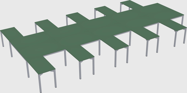 Shared l-shaped desk