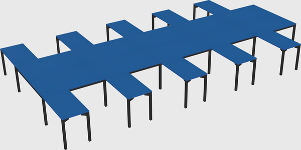 Shared l-shaped desk