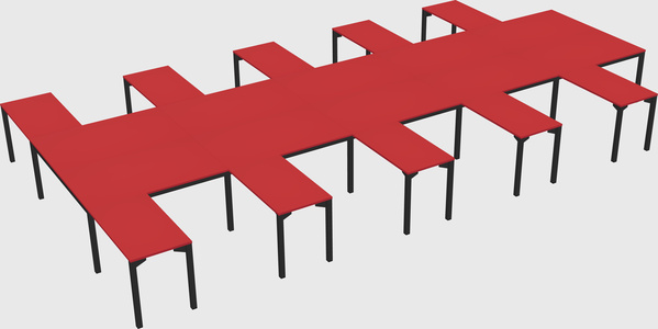 Shared l-shaped desk