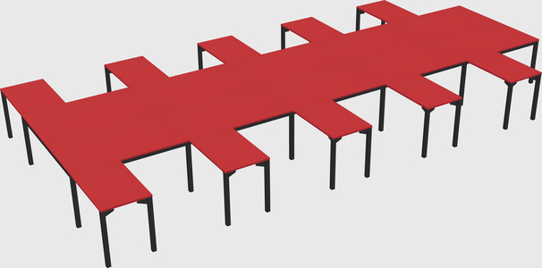 Shared l-shaped desk