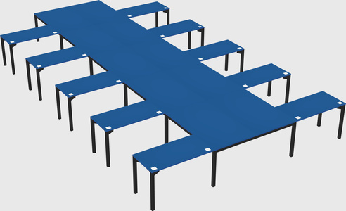 Shared l-shaped desk