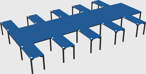 Shared l-shaped desk