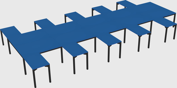 Shared l-shaped desk