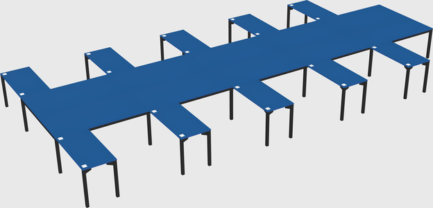 Shared l-shaped desk