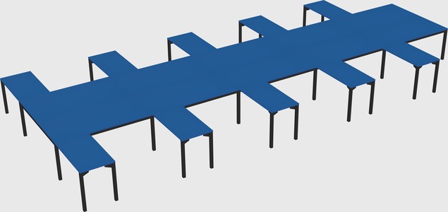 Shared l-shaped desk
