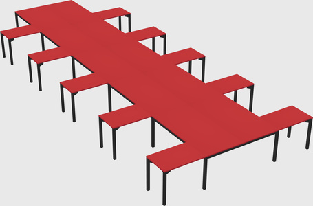 Shared l-shaped desk