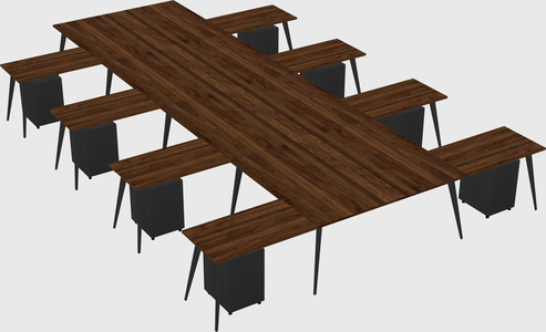 Shared l-shaped office desk system