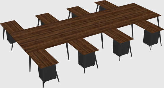 Shared l-shaped office desk system