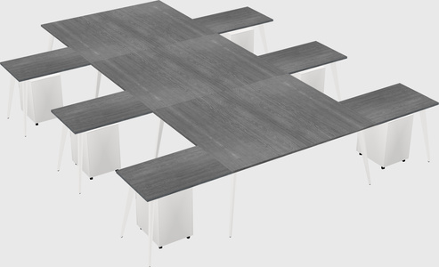 Shared l-shaped office desk system