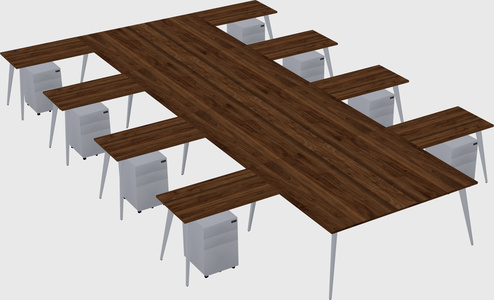 Shared l-shaped office desk system