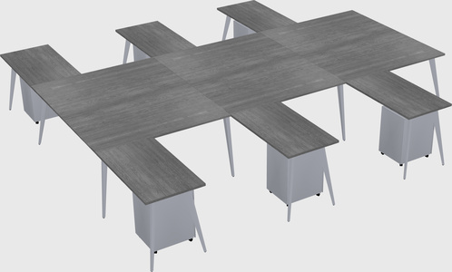 Shared l-shaped office desk system