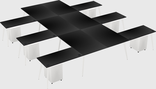 Shared l-shaped office desk system