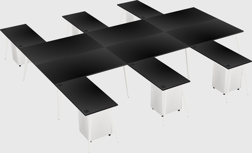Shared l-shaped office desk system