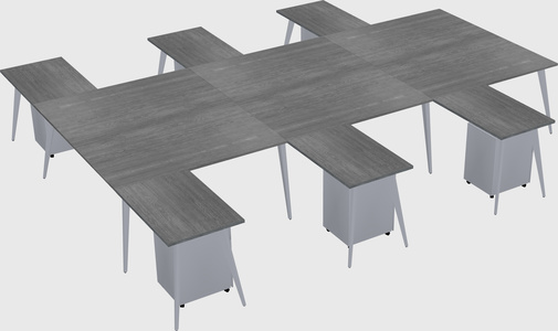 Shared l-shaped office desk system