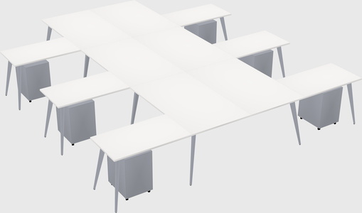 Shared l-shaped office desk system
