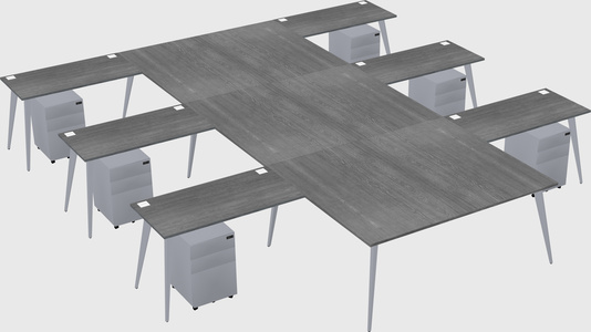 Shared l-shaped office desk system