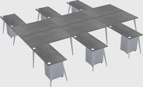 Shared l-shaped office desk system