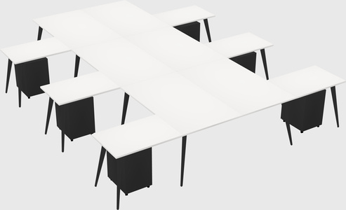 Shared l-shaped office desk system