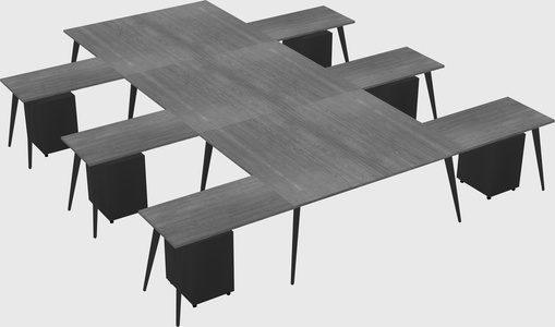 Shared l-shaped office desk system