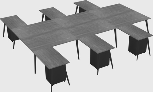 Shared l-shaped office desk system