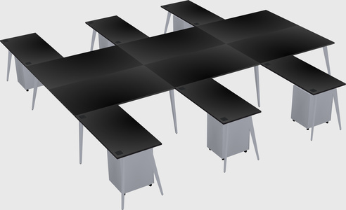 Shared l-shaped office desk system