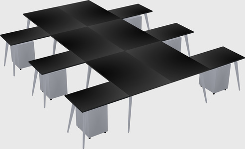 Shared l-shaped office desk system