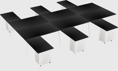 Shared l-shaped office desk system