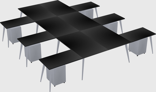 Shared l-shaped office desk system