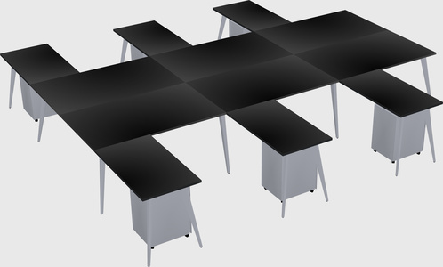 Shared l-shaped office desk system