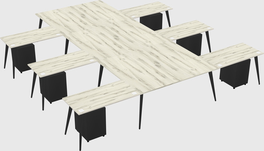 Shared l-shaped office desk system