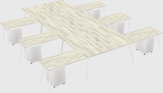 Shared l-shaped office desk system