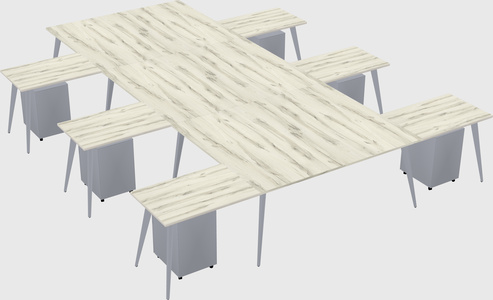 Shared l-shaped office desk system