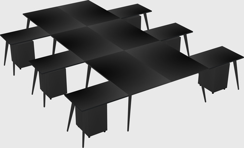 Shared l-shaped office desk system