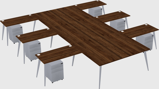Shared l-shaped office desk system