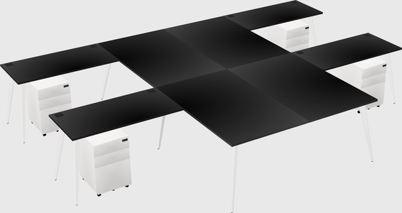 Shared l-shaped office desk system