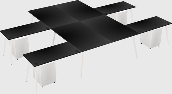 Shared l-shaped office desk system