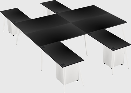 Shared l-shaped office desk system