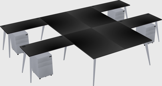 Shared l-shaped office desk system
