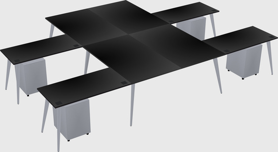 Shared l-shaped office desk system