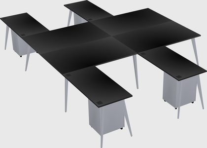 Shared l-shaped office desk system