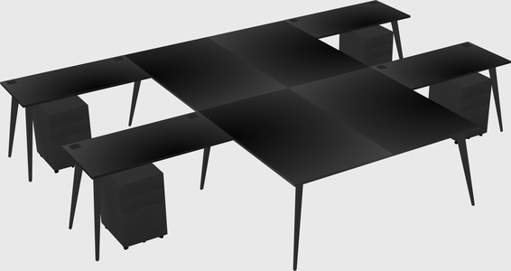 Shared l-shaped office desk system