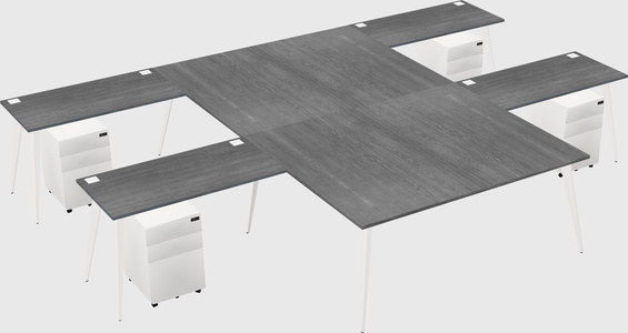 Shared l-shaped office desk system