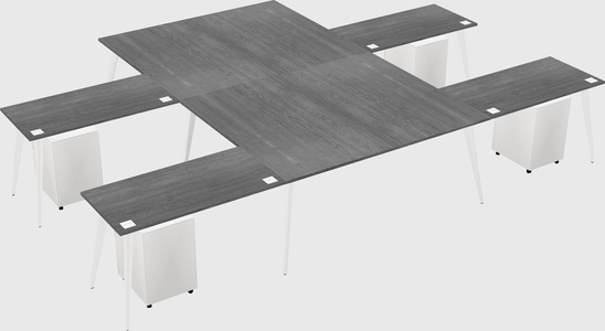 Shared l-shaped office desk system