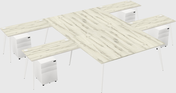 Shared l-shaped office desk system