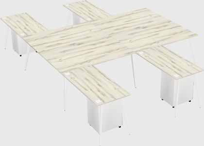 Shared l-shaped office desk system