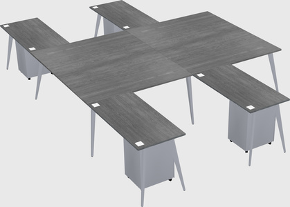 Shared l-shaped office desk system