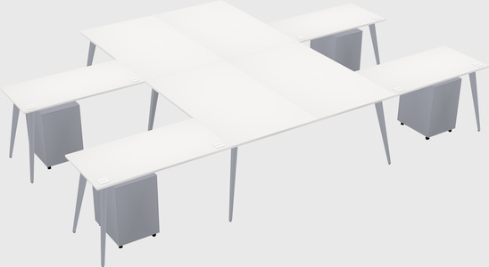 Shared l-shaped office desk system