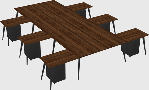 Shared l-shaped office desk system