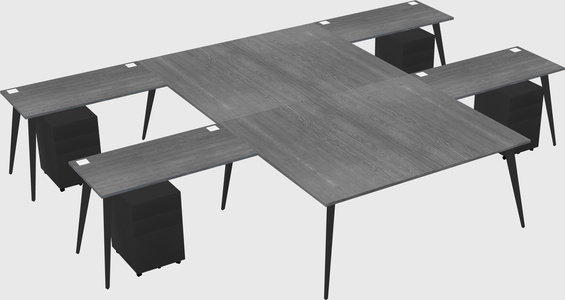 Shared l-shaped office desk system