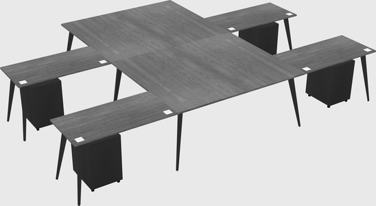Shared l-shaped office desk system